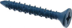 Made in USA - 1/4" Diam, 1-3/4" OAL, Phillips Drive, Concrete Screw & Masonry Fastener - Steel, Blue Climaseal Finish, Includes Drill Bit - Americas Industrial Supply