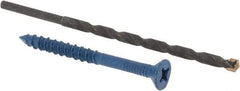 Made in USA - 1/4" Diam, 2-3/4" OAL, Phillips Drive, Concrete Screw & Masonry Fastener - Steel, Blue Climaseal Finish, Includes Drill Bit - Americas Industrial Supply