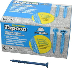 Made in USA - 1/4" Diam, 3-1/4" OAL, Phillips Drive, Concrete Screw & Masonry Fastener - Steel, Blue Climaseal Finish, Includes Drill Bit - Americas Industrial Supply