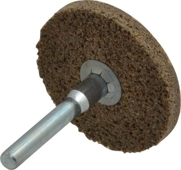 Superior Abrasives - 2" Diam, 1/4" Face Width, 1/4" Center Hole, Coarse Grade, Aluminum Oxide Deburring Wheel - Unitized, Hard Density 8 Grade - Americas Industrial Supply