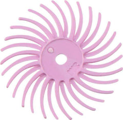 3M - 3/4" Diam, 1/16" Max Face Width, Shank Radial Bristle Brush - 400 Grit, Super Fine Grade, 35,000 Max RPM, Pink - Americas Industrial Supply