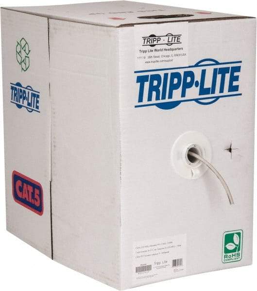 Tripp-Lite - Cat5e, 24 AWG, 350 MHz, Unshielded Network & Ethernet Cable - Gray, PVC, 1,000' OAL - Americas Industrial Supply