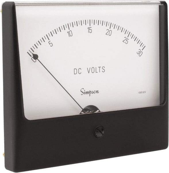 Simpson Electric - Analog, DC Voltmeter, Panel Meter - 60 Hz, 1000 Ohms at 60 Hz, 30 VDC - Americas Industrial Supply