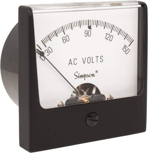 Simpson Electric - Analog, AC Voltmeter, Panel Meter - 60 Hz, 25000 Ohms at 60 Hz, 150 VAC - Americas Industrial Supply