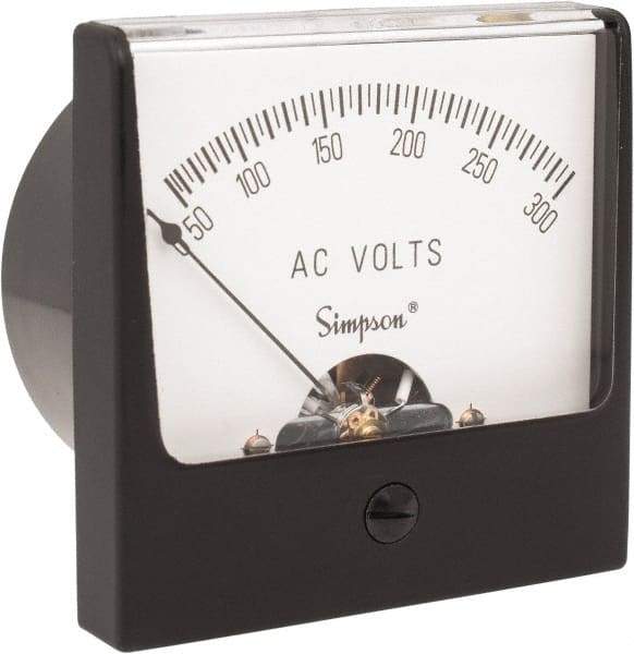 Simpson Electric - Analog, AC Voltmeter, Panel Meter - 60 Hz, 50000 Ohms at 60 Hz, 300 VAC - Americas Industrial Supply
