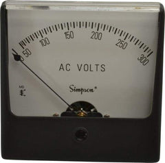 Simpson Electric - Analog, AC Voltmeter, Panel Meter - 60 Hz, 50000 Ohms at 60 Hz, 300 VAC - Americas Industrial Supply