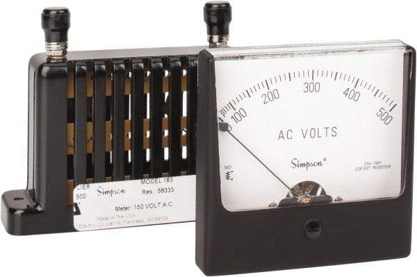 Simpson Electric - Analog, AC Voltmeter, Panel Meter - 60 Hz, 83333 Ohms at 60 Hz, 500 VAC - Americas Industrial Supply