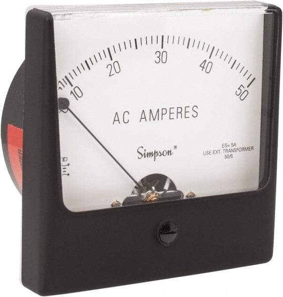 Simpson Electric - Analog, AC Ammeter, Panel Meter - 60 Hz, 0.008 Ohms at 60 Hz - Americas Industrial Supply