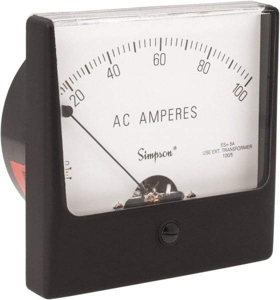 Simpson Electric - Analog, AC Ammeter, Panel Meter - 60 Hz, 0.008 Ohms at 60 Hz - Americas Industrial Supply