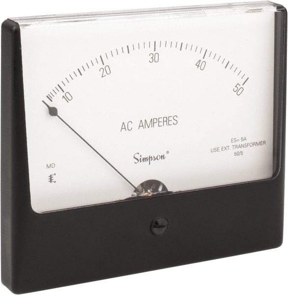 Simpson Electric - Analog, AC Ammeter, Panel Meter - 60 Hz, 0.008 Ohms at 60 Hz - Americas Industrial Supply