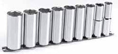 Blackhawk by Proto - 9 Piece 1/2" Drive Deep Well Socket Set - 6 Points, 1/2" to 1" Range, Inch Measurement Standard - Americas Industrial Supply