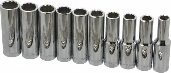 Blackhawk by Proto - 10 Piece 1/2" Drive Deep Well Socket Set - 12 Points, 10mm to 19mm Range, Metric Measurement Standard - Americas Industrial Supply