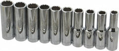 Blackhawk by Proto - 10 Piece 1/2" Drive Deep Well Socket Set - 12 Points, 10mm to 19mm Range, Metric Measurement Standard - Americas Industrial Supply