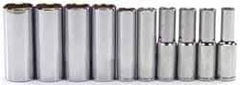 Blackhawk by Proto - 10 Piece 1/2" Drive Deep Well Socket Set - 6 Points, 10mm to 19mm Range, Metric Measurement Standard - Americas Industrial Supply