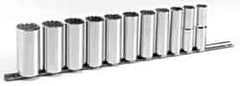 Blackhawk by Proto - 11 Piece 1/2" Drive Deep Well Socket Set - 12 Points, 1/2" to 1-1/8" Range, Inch Measurement Standard - Americas Industrial Supply