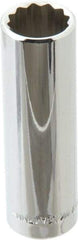 Blackhawk by Proto - 1/2" Drive, Deep Hand Socket - 12 Points, 3-3/32" OAL, Chrome Finish - Americas Industrial Supply