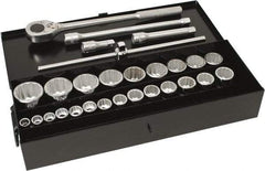 Blackhawk by Proto - 28 Piece 3/4" Drive Socket Set - 12 Points, 3/4" to 1-7/16" Range, Inch Measurement Standard - Americas Industrial Supply