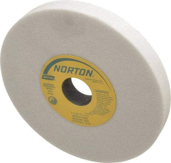 Norton - 7" Diam x 1-1/4" Hole x 3/4" Thick, H Hardness, 46 Grit Surface Grinding Wheel - Aluminum Oxide, Type 1, Coarse Grade, 3,600 Max RPM, Vitrified Bond, No Recess - Americas Industrial Supply