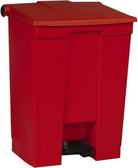 Rubbermaid - 18 Gal Rectangle Unlabeled Trash Can - 26-1/2" High x 19-3/4" Long x 16-1/8" Wide, Red, High-Density Polyethylene - Americas Industrial Supply