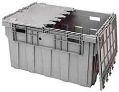 Akro-Mils - 100 Lb Load Capacity Gray Polyethylene Attached-Lid Container - Stacking, Nesting, 34" Long x 24" Wide x 19.6" High, Lid Included - Americas Industrial Supply