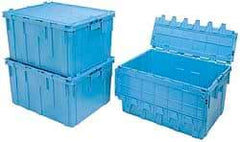 Akro-Mils - 17 Gal, 80 Lb Load Capacity Gray Polyethylene Attached-Lid Container - Stacking, Nesting, 24" Long x 19-1/2" Wide x 12-1/2" High, Lid Included - Americas Industrial Supply