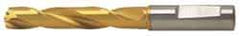 Guhring - 23/64" 140° Solid Carbide Jobber Drill - TiN Finish, Right Hand Cut, Spiral Flute, Whistle Notch Shank, 103mm OAL, SU Point - Americas Industrial Supply