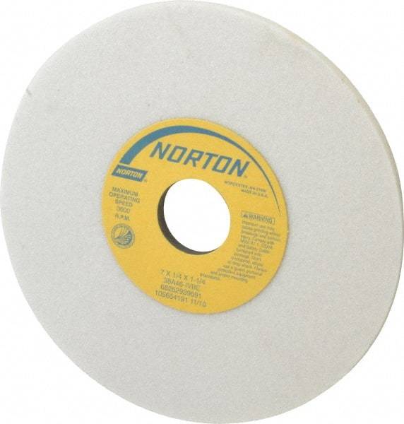 Norton - 7" Diam x 1-1/4" Hole x 1/4" Thick, I Hardness, 46 Grit Surface Grinding Wheel - Aluminum Oxide, Type 1, Coarse Grade, 3,600 Max RPM, Vitrified Bond, No Recess - Americas Industrial Supply