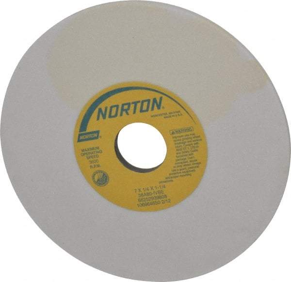 Norton - 7" Diam x 1-1/4" Hole x 1/4" Thick, I Hardness, 80 Grit Surface Grinding Wheel - Aluminum Oxide, Type 1, Medium Grade, 3,600 Max RPM, Vitrified Bond, No Recess - Americas Industrial Supply