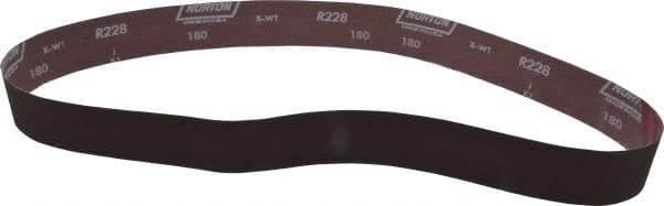 Norton - 2" Wide x 48" OAL, 180 Grit, Aluminum Oxide Abrasive Belt - Aluminum Oxide, Very Fine, Coated, X Weighted Cloth Backing, Series R228 - Americas Industrial Supply