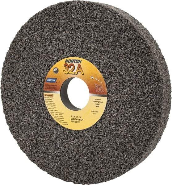 Norton - 7" Diam x 1-1/4" Hole x 1" Thick, G Hardness, 46 Grit Surface Grinding Wheel - Aluminum Oxide, Type 5, Coarse Grade, 3,600 Max RPM, Vitrified Bond, One-Side Recess - Americas Industrial Supply