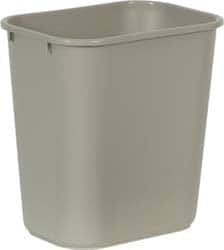 Rubbermaid - 28 Qt Beige Rectangle Trash Can - Polyethylene, 15" High x 14-3/8" Long x 10-1/4" Wide - Americas Industrial Supply