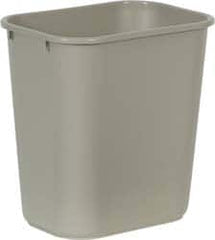 Rubbermaid - 28 Qt Beige Rectangle Trash Can - Polyethylene, 15" High x 14-3/8" Long x 10-1/4" Wide - Americas Industrial Supply