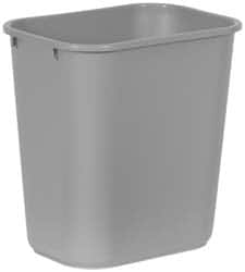 Rubbermaid - 28 Qt Gray Rectangle Trash Can - Polyethylene, 15" High x 14-3/8" Long x 10-1/4" Wide - Americas Industrial Supply