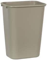 Rubbermaid - 41 Qt Beige Rectangle Trash Can - Polyethylene, 19-7/8" High x 15-1/4" Long x 11" Wide - Americas Industrial Supply