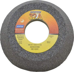 Norton - 4" Diam, 1-1/4" Hole Size, 1-1/2" Overall Thickness, 46 Grit, Type 11 Tool & Cutter Grinding Wheel - Coarse Grade, Aluminum Oxide, K Hardness, Vitrified Bond, 5,730 RPM - Americas Industrial Supply