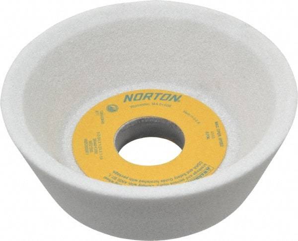 Norton - 5" Diam, 1-1/4" Hole Size, 1-3/4" Overall Thickness, 46 Grit, Type 11 Tool & Cutter Grinding Wheel - Coarse Grade, Aluminum Oxide, K Hardness, Vitrified Bond, 4,585 RPM - Americas Industrial Supply