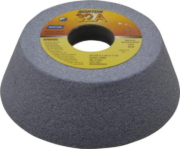 Norton - 5" Diam, 1-1/4" Hole Size, 1-3/4" Overall Thickness, 60 Grit, Type 11 Tool & Cutter Grinding Wheel - Medium Grade, Aluminum Oxide, J Hardness, Vitrified Bond, 4,585 RPM - Americas Industrial Supply