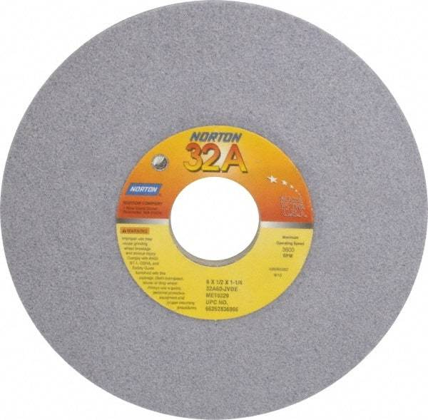 Norton - 6" Diam, 1-1/4" Hole Size, 1/2" Overall Thickness, 60 Grit, Type 12 Tool & Cutter Grinding Wheel - Medium Grade, Aluminum Oxide, J Hardness, Vitrified Bond, 4,140 RPM - Americas Industrial Supply