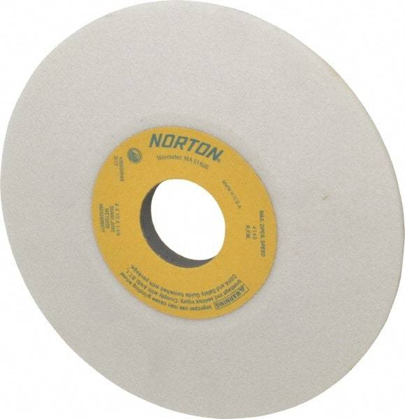 Norton - 6" Diam, 1-1/4" Hole Size, 1/2" Overall Thickness, 60 Grit, Type 12 Tool & Cutter Grinding Wheel - Medium Grade, Aluminum Oxide, J Hardness, Vitrified Bond, 4,140 RPM - Americas Industrial Supply