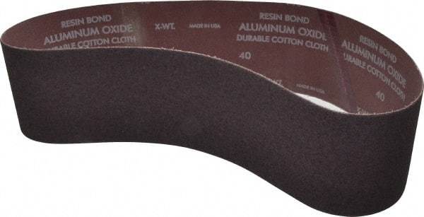 Norton - 4" Wide x 36" OAL, 40 Grit, Aluminum Oxide Abrasive Belt - Aluminum Oxide, Coarse, Coated, X Weighted Cloth Backing, Series R228 - Americas Industrial Supply