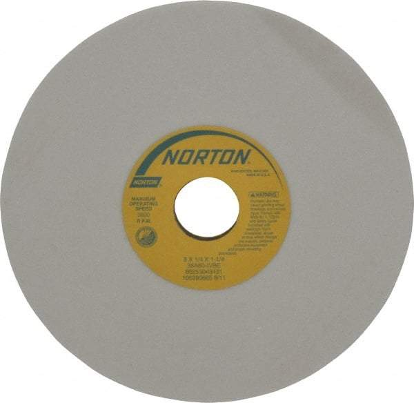 Norton - 8" Diam x 1-1/4" Hole x 1/4" Thick, I Hardness, 60 Grit Surface Grinding Wheel - Aluminum Oxide, Type 1, Medium Grade, 3,600 Max RPM, Vitrified Bond, No Recess - Americas Industrial Supply