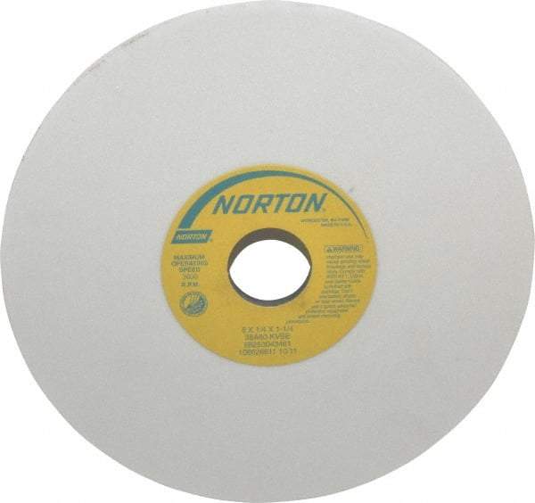 Norton - 8" Diam x 1-1/4" Hole x 1/4" Thick, K Hardness, 80 Grit Surface Grinding Wheel - Aluminum Oxide, Type 1, Medium Grade, 3,600 Max RPM, Vitrified Bond, No Recess - Americas Industrial Supply