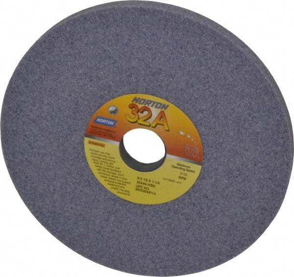 Norton - 8" Diam x 1-1/4" Hole x 1/2" Thick, I Hardness, 46 Grit Surface Grinding Wheel - Aluminum Oxide, Type 1, Coarse Grade, 3,105 Max RPM, Vitrified Bond, No Recess - Americas Industrial Supply