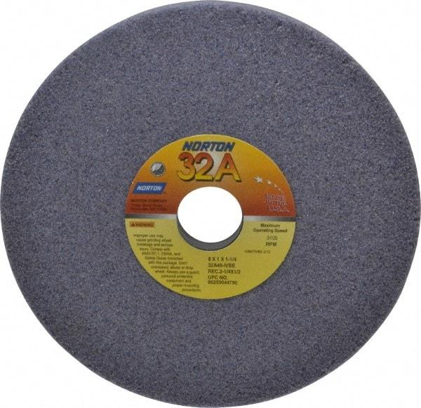 Norton - 8" Diam x 1-1/4" Hole x 1" Thick, I Hardness, 46 Grit Surface Grinding Wheel - Aluminum Oxide, Type 5, Coarse Grade, 3,105 Max RPM, Vitrified Bond, One-Side Recess - Americas Industrial Supply