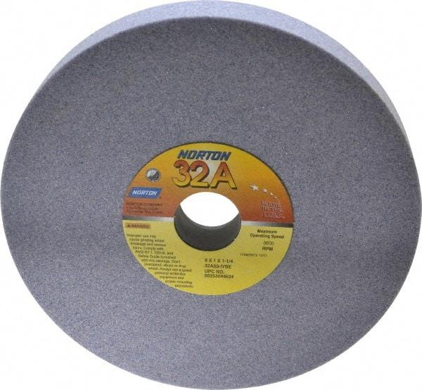 Norton - 8" Diam x 1-1/4" Hole x 1" Thick, I Hardness, 60 Grit Surface Grinding Wheel - Aluminum Oxide, Type 1, Medium Grade, 3,600 Max RPM, Vitrified Bond, No Recess - Americas Industrial Supply