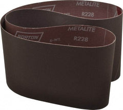 Norton - 6" Wide x 48" OAL, 320 Grit, Aluminum Oxide Abrasive Belt - Aluminum Oxide, Extra Fine, Coated, X Weighted Cloth Backing, Series R228 - Americas Industrial Supply