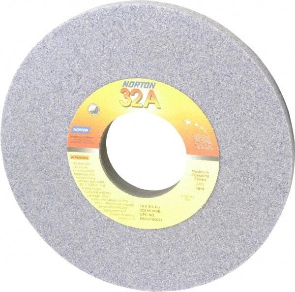 Norton - 10" Diam x 3" Hole x 3/4" Thick, I Hardness, 46 Grit Surface Grinding Wheel - Aluminum Oxide, Type 1, Coarse Grade, 2,485 Max RPM, Vitrified Bond, No Recess - Americas Industrial Supply