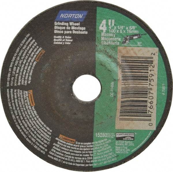 Norton - 10" Diam x 3" Hole x 3/4" Thick, I Hardness, 60 Grit Surface Grinding Wheel - Aluminum Oxide, Type 1, Medium Grade, 2,485 Max RPM, Vitrified Bond, No Recess - Americas Industrial Supply