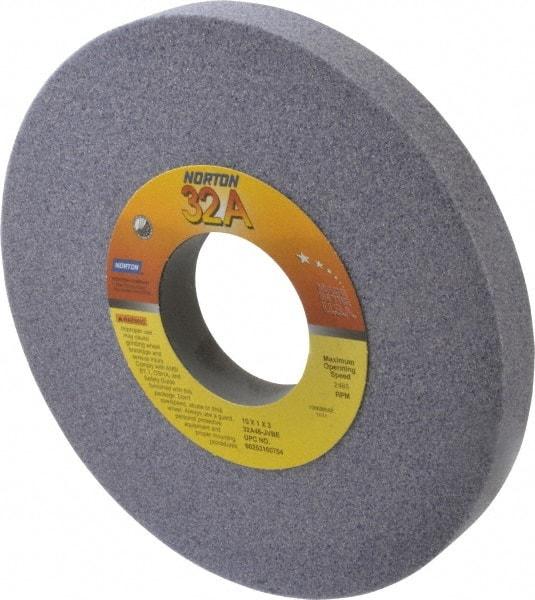 Norton - 10" Diam x 3" Hole x 1" Thick, J Hardness, 46 Grit Surface Grinding Wheel - Aluminum Oxide, Type 1, Coarse Grade, 2,485 Max RPM, Vitrified Bond, No Recess - Americas Industrial Supply