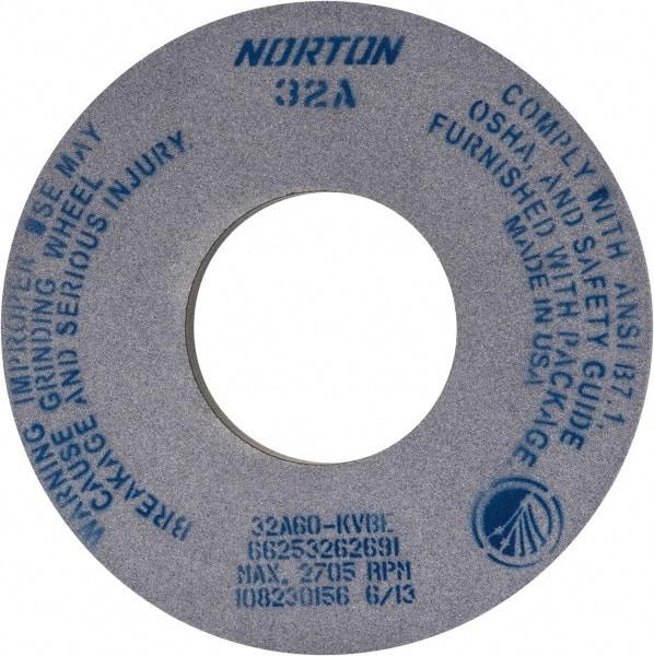 Norton - 12" Diam x 5" Hole x 1" Thick, K Hardness, 60 Grit Surface Grinding Wheel - Aluminum Oxide, Type 1, Medium Grade, 2,705 Max RPM, Vitrified Bond, No Recess - Americas Industrial Supply